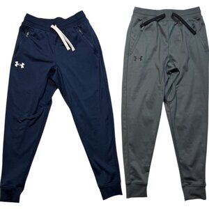 Under Armour Boys Youth Small Pennant Tapered Pant Jogger YS Blue Gray Lot Of 2